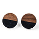 Плоские круглые серьги-гвоздики из смолы и орехового дерева с 304 штифтом из нержавеющей стали для женщин EJEW-TADZ001-02A-2