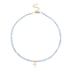 Halskette mit Anhänger aus Messing und Ketten aus Glasperlen für Damen NJEW-JN04429-4