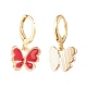 Boucles d'oreilles créoles huggie pendantes papillon en émail EJEW-JE04725-3