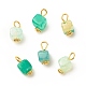 Natural Agate Cube Charms with Golden Tone Iron Loops PALLOY-JF01586-30B-1