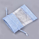 綿＆オーガンジーの梱包袋巾着袋  ライトスカイブルー  13.1~14.5x9.5~10cm ABAG-S004-09E-10x14-3