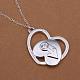Collares simples de plata chapada en latón cúbico zirconia corazón colgante para mujer NJEW-BB12770-1