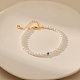 Элегантные латунные браслеты с круглыми бусинами из искусственного жемчуга для женщин EQ5066-1