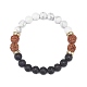 Bracelet extensible en perles rondes naturelles rudraksha & howlite & pierre de lave BJEW-JB09017-1