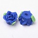 Handmade Polymer Clay 3D Flower with Leaf Beads CLAY-Q202-10mm-M-2