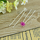 Lady's Hair Accessories Silver Color Iron Rhinestone Flower Hair Forks PHAR-S184-03-1
