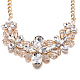Fashion Women Jewelry Zinc Alloy Glass Rhinestone Flower Bib Statement Choker Collar Necklaces NJEW-BB15155-B-10