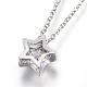 304 Stainless Steel Brass Cubic Zirconia Pendant Necklaces NJEW-O108-13P-2
