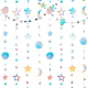 Pandahall elite 4 pz 4 ghirlanda di stelle con cerchio glitterato in carta iridescente AJEW-PH0004-59-1
