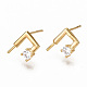 Brass Micro Pave Clear Cubic Zirconia Earring Findings KK-S356-128G-NF-1