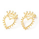 Boucles d'oreilles coeur creux en zircone cubique claire avec couronne EJEW-R149-06G-1