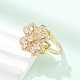 Вращающиеся открытые манжеты-кольца для женщин с клевером RJEW-R007-02G-3