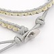 Two Loops Glass Beaded Waxed Cord Wrap Bracelets BJEW-O067-05A-3