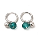 Glass Round Beaded Charms Dangle Hoop Earrings EJEW-P219-06P-1