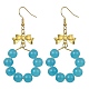 Boucles d'oreilles pendantes avec anneau en perles de verre imitation jade EJEW-JE05567-2
