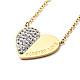 Ожерелье с кулоном в виде сердца из кристаллов и страз с надписью Forever Love NJEW-P229-11G-1