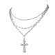 Женское ожерелье с подвеской-крестом из нержавеющей стали 304 NJEW-JN05481-2