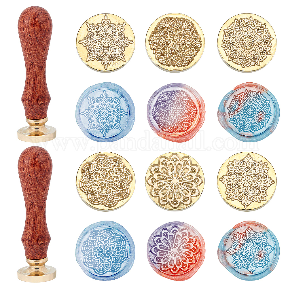 Wholesale SUPERDANT Wax Seal Stamp Kit 6 pcs Mandala Pattern Brass Wax