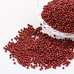12/0 grade a perles d'espacement de graines de verre de peinture de cuisson, rouge-orange, 2x1.5mm, Trou: 0.7mm, environ 2840 pcs/50 g