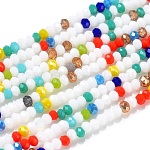 Glass Beads Strands, Faceted, Rondelle, Colorful, 2~3.2x1.8~2.6mm, Hole: 0.8mm, about 185~186pcs/Strand, 15.55~15.75 inch(39.5~40cm)