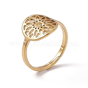 Ion Plating(IP) 201 Stainless Steel Flower Adjustable Ring for Women RJEW-C045-01G