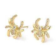 Серьги-гвоздики из латуни с фианитами EJEW-D061-58G