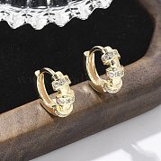 Серьги-кольца из латуни с прозрачным фианитом EJEW-Q014-25G