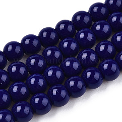オペークソリッドカラーガラスビーズ連売り  ラウンド  ダークブルー  6~6.5mm  穴：1.4mm  約67~70個/連  14.76インチ〜15.16インチ（37.5~38.5cm）