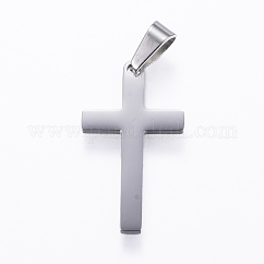 Pendenti in acciaio inossidabile 304 anti-ossidazione, croce, colore acciaio inossidabile, 28x15.5x1.9mm, Foro: 8x5 mm