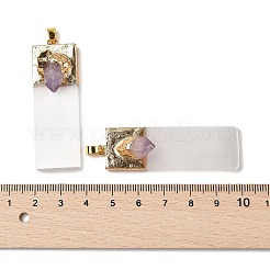 Большие подвески из натурального аметиста и селенита&nbsp;G-H084-09G-02