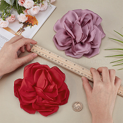 2 шт. 2-х цветные булавки-броши-цветы из полиэстера AJEW-FG0004-69