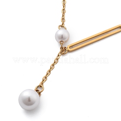 Женские ожерелья с круглыми и овальными подвесками из нержавеющей стали 304 и белого пластика с ионным покрытием (IP)&nbsp;NJEW-P320-17G