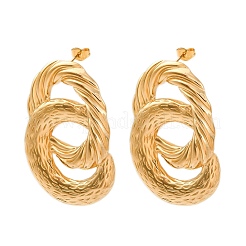 Овальные текстурированные серьги-гвоздики из нержавеющей стали 304&nbsp;EJEW-C149-02G