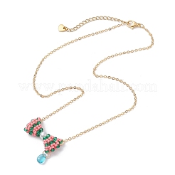 Ожерелье с подвеской-бантом из стеклянных бус NJEW-MZ00091-01