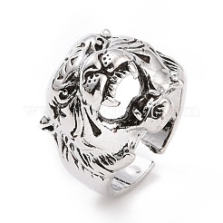 Широкие кольца с головой тигра для мужчин RJEW-F126-06AS