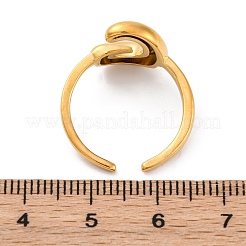 女性用304ステンレススチールオープンカフリング  文字L  18KGP本金メッキ  文字g  13~14x7~15mm&nbsp;RJEW-M060-01G-07