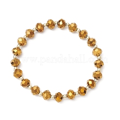 Гальванизированные прозрачные стеклянные бусины с гальванизированными немагнитными синтетическими гематитовыми бусинами и корейскими эластичными браслетами из кристаллической нити&nbsp;BJEW-JB11705