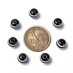 ラウンド縞模様樹脂ビーズ  ブラック  10x9mm  穴：1.8~2mm&nbsp;X-RESI-R158-10mm-11