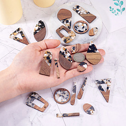 20шт 10 стиля подвески из непрозрачной смолы и орехового дерева&nbsp;RESI-TA0003-69