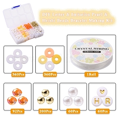 Набор для изготовления браслета с буквами и искусственным жемчугом и бусинами хейши DIY-YW0005-23B
