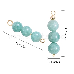 10шт тройной натуральный нефрит Мьянмы круглый бисерный разъем прелести&nbsp;PALLOY-SW00003-09