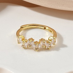 Einstellbare messing micro pave zirkonia fingerringe&nbsp;RJEW-C163-26B-G