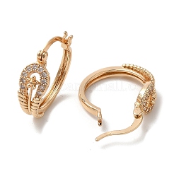 Латунные микро проложить серьги обруча кубического циркония EJEW-M238-50KCG
