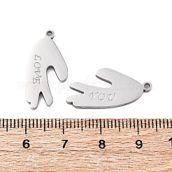 304ステンレススチール製スプリットペンダント  左右  カップルのチャーム  手のひらに「愛してる」と書かれたチャーム  ステンレス鋼色  24x11x2mm  穴：1.6mm  2個/セット&nbsp;LS-STAS-H235-03A-P