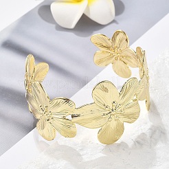 Браслеты-манжеты из латуни с цветком&nbsp;BJEW-M060-05G