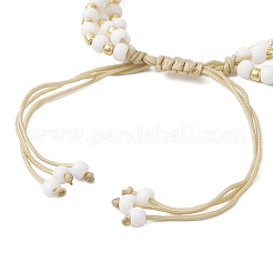 Непрозрачные круглые стеклянные бусины плетеные браслеты из бисера для женщин&nbsp;BJEW-JB12015