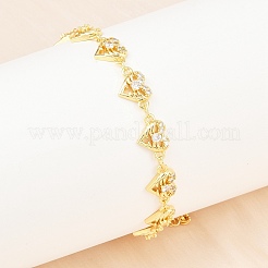 Латунные браслеты-цепочки с микропаве из прозрачных кубических цирконий для женщин&nbsp;BJEW-A090-09C-G