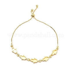 Прозрачный кубический цирконий и эмаль хамса рука с браслетом-слайдером со звеньями от сглаза BJEW-A127-02G