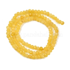 染色された天然の白い翡翠ビーズの連  ロンデル  多面カット  きいろ  4x3~3.5mm  穴：0.8mm  約105~106個/連  14.57''~14.76''（37~37.5センチメートル）&nbsp;GG-CBAF9EE-A22-3x4mm