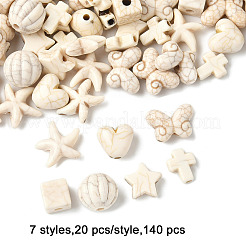 140 шт. 7 вида бусин из синтетического говлита&nbsp;G-FP0001-09